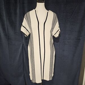 ST. John Summer Knitted Striped Tunic Sheath Mini Resort Dress Sz M